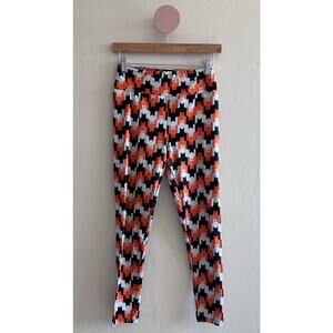 LuLaRoe Orange Black White Kitty Leggings